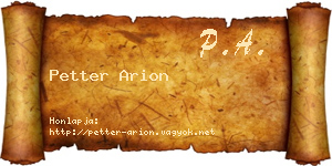 Petter Arion névjegykártya